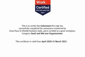 infiniminds - GPTW certificate